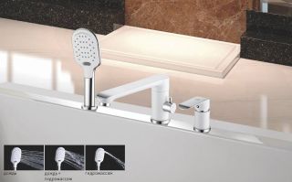 Смеситель на борт ванны Rose R2112F белый/хром